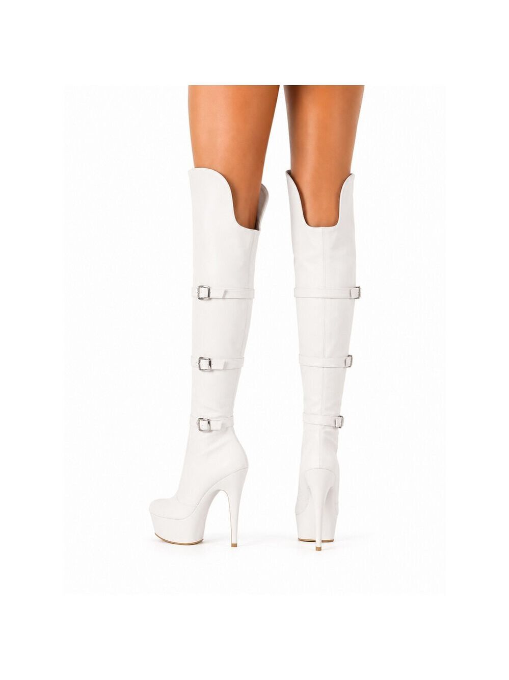 NIB Delight 3018 White Vegan Leather OTK Over the Knee Platform Boots